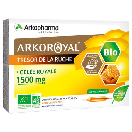 Arkoroyale gelée royale bio 1500, 20 ampoules