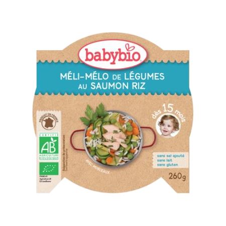Babybio legumes saumon 15m assiette, 260 g