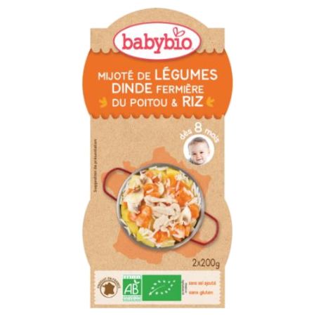 Babybio menu legumes poulet quinoa 12m bol, 2 x 200 g