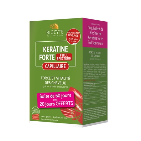 Biocyte Pack Keratine Forte Full Spectrum,3 x 40 gélules