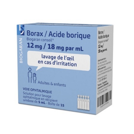 BORAX/ACIDE BORIQUE BIOGARAN 12 mg/18 mg/mL Solution ophtalmique