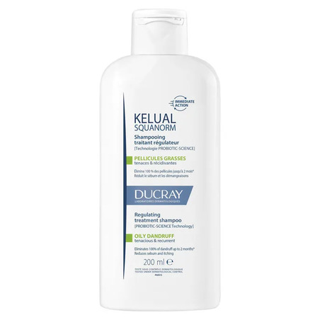 Ducray Squanorm Shampooing Traitant Régulateur Pellicules Grasses, 200 ml