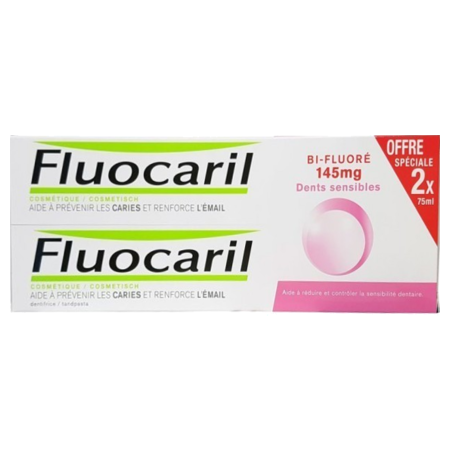 Fluocaril dentifrice bifluoré dents sensibles 75ml, lot de 2