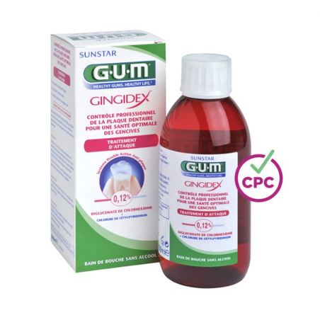 Gum Gingidex 0.12% Bain de Bouche sans alcool, 300 ml