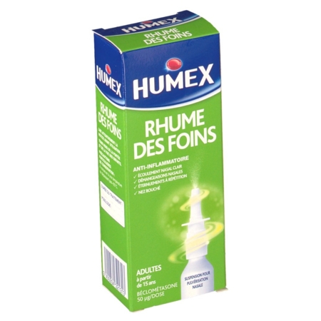 Humex rhume des foins a la beclometasone 50 microgrammes/dose, 100 doses de suspension pour pulvérisation nasale en flacon