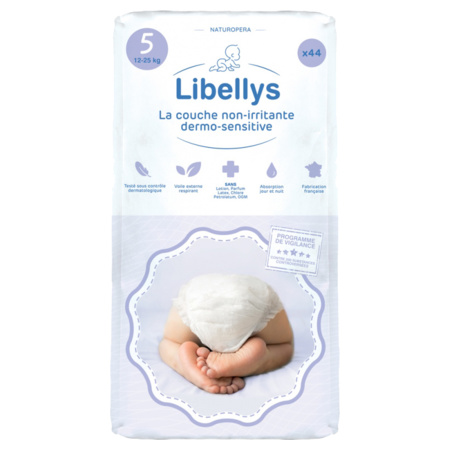 Libellys Couches Non-Irritantes Dermo-Sensitives Taille 5 (12-25 Kg), 44 Couches
