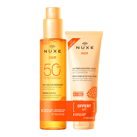 Nuxe Sun duo solaire huile SPF50 150 ml et lait après-soleil