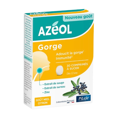 PiLeJe Azéol Gorge Comprimés à Sucer Goût Miel Citron, x 30