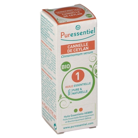 Puressentiel huile essent cannelle ceylan bio, 5 ml d'huile essentielle