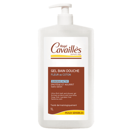 Roge cavailles bain douche fleur coton, 1000 ml de savon liquide