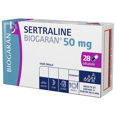 Sertraline biogaran 50 mg, 28 gélules