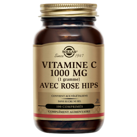 Solgar Vitamine C 1000mg avec Rose Hips, 100 Comprimés