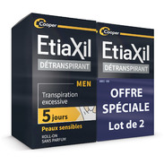 ETIAXIL - Déodorant Détranspirant - Traitement Transpiration Excessive - Aisselles - HOMME - Peaux Sensibles - 15 ml - Lot de 2