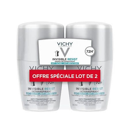 Vichy déodorant Roll-on 72h Invisible Resist, 2 x 50 ml