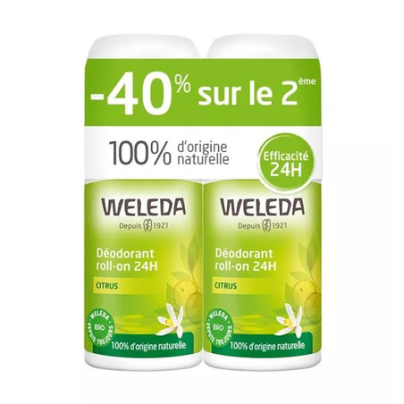 Weleda Déodorant Roll-On 24h, Lot de 2